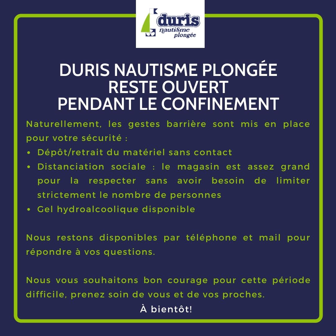 Vous consultez actuellement Duris Nautisme Plongée reste ouvert pendant le confinement